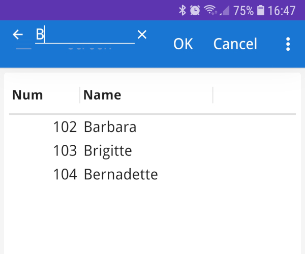 Android list view with filter field