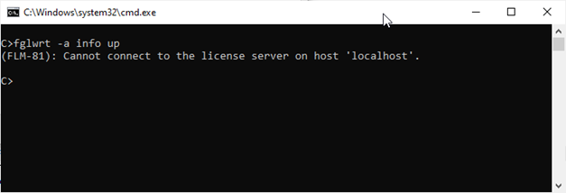 Image shows a license manager is currently not running
