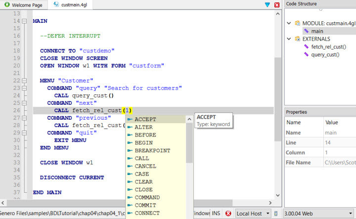Code Editor screen shot with autocomplete combobox displayed.
