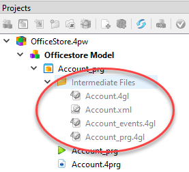 Screenshot of Intermediate Files in the OfficeStore project.