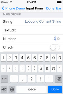 iPhone screenshot showing the keyboard optimized for numeric input.