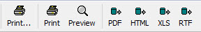 This figure is a screenshot of the default Toolbar with report options.