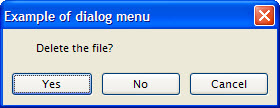 MENU displayed as modal dialog screenshot using the Genero Desktop Client