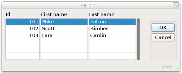 Screen shot of a legacy static screen array.
