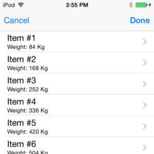 iOS list view with disclosure indicator