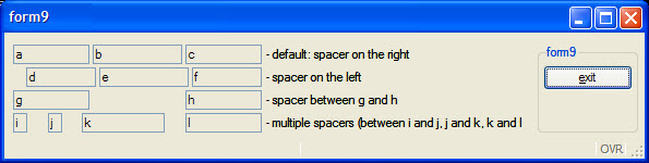 Form using spacers screenshot