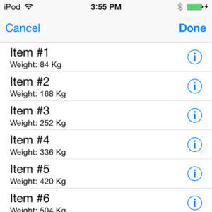 iOS list view with detail button