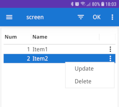 Table view with rowbound actions