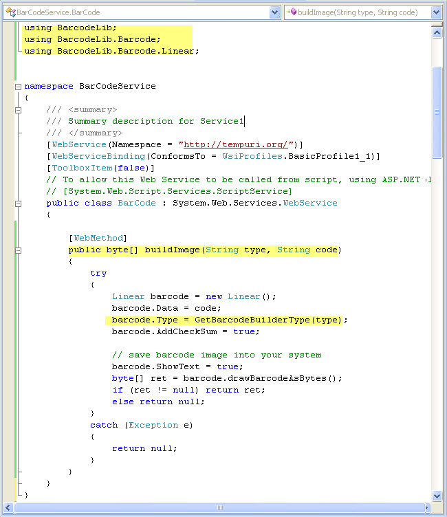 BarCodeService.BarCode screenshot showing the code replicated above.