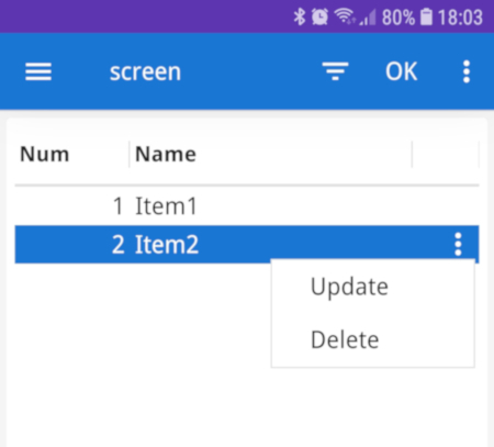 Table view with rowbound actions