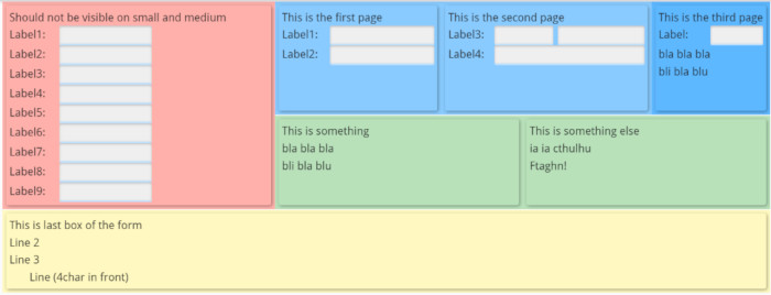 Diagram of a responsive form on a large screen