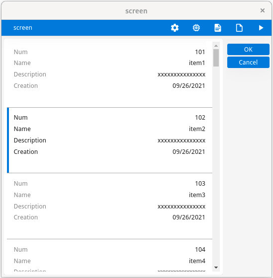 Table with flipped rows and list row aspect style.