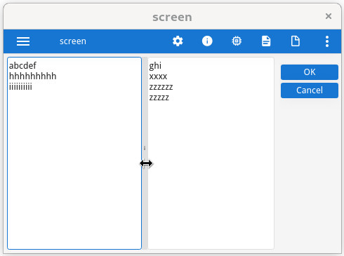 Two textedits with HBox/Splitter screenshot