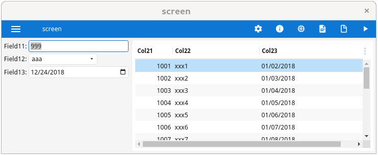 Screenshot of form with hbox showing grid and table side by side