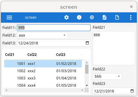 Screenshot of form with stretcheable fields in small window