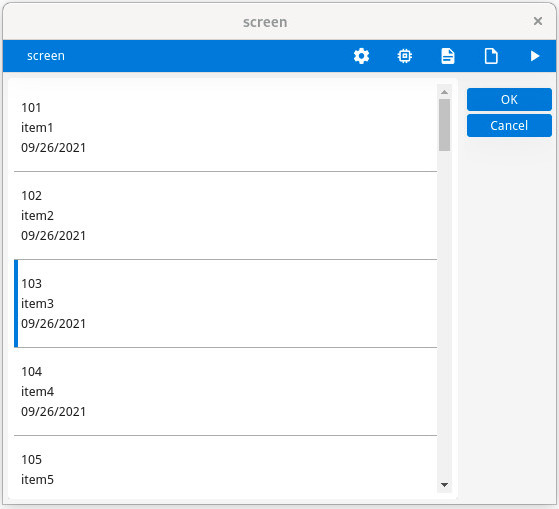 Table with flipped rows and list row aspect style.