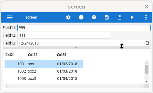 Screenshot of form with vertical box in small window