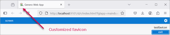 Images shows customized favicon