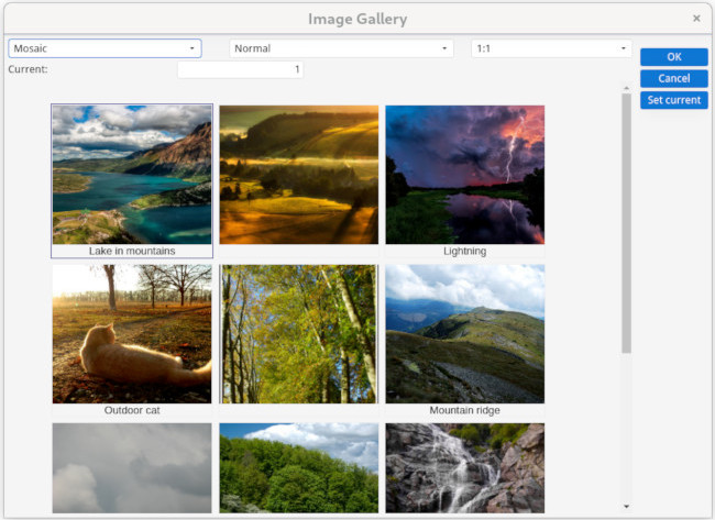 Screenshot of a program using the fglgallery web component