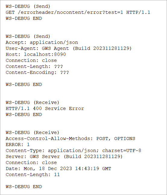 In the image the HTTP error response is sent in the header "ERROR"