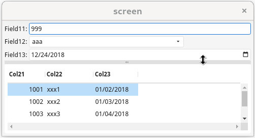 Screenshot of form with vertical box in small window