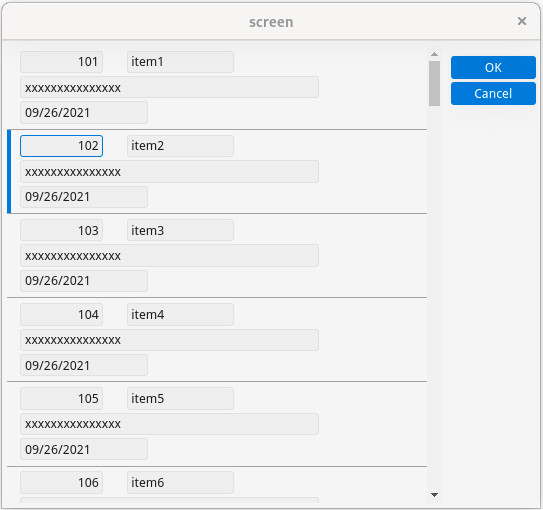Resizable scrollgrid with card style.
