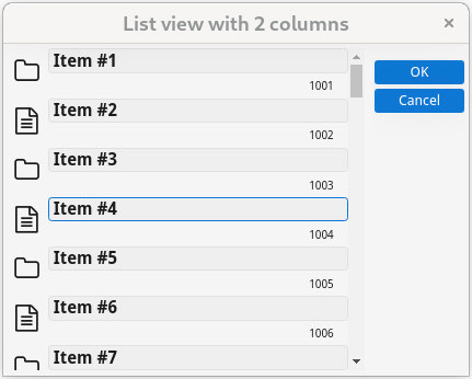 Screenshot of form with scrollgrid with listview layout