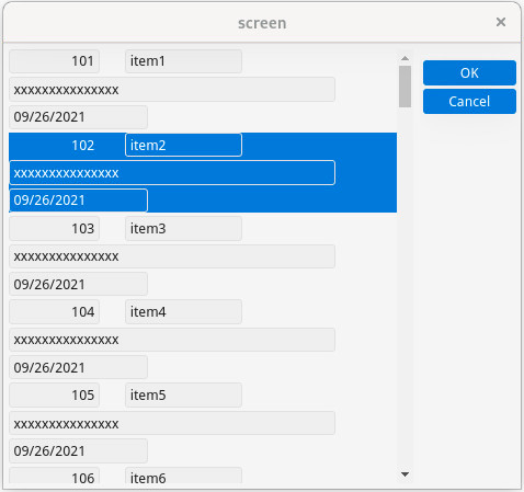 Resizable scrollgrid.