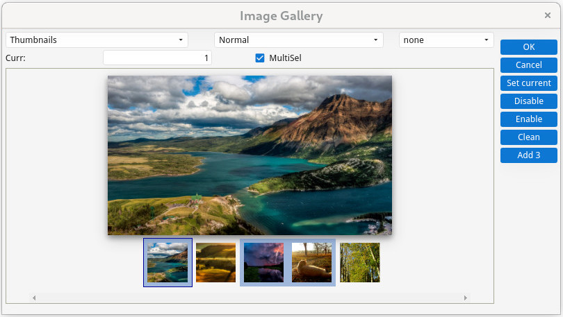 Screenshot of a program using the fglgallery web component thumbnails display mode