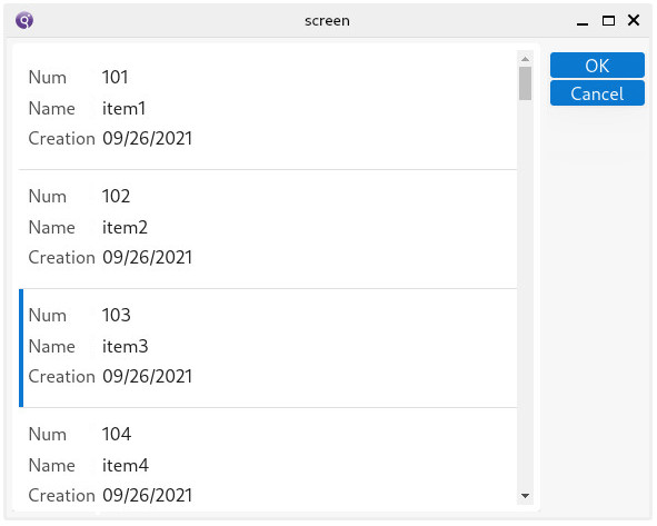 Table with flipped rows and list row aspect style.