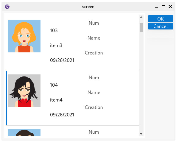 Table with flipped rows, list row aspect style and column title alignment.