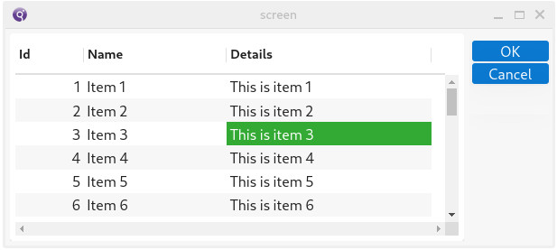 Table rendering with with current cell highlight color green and yellow text.