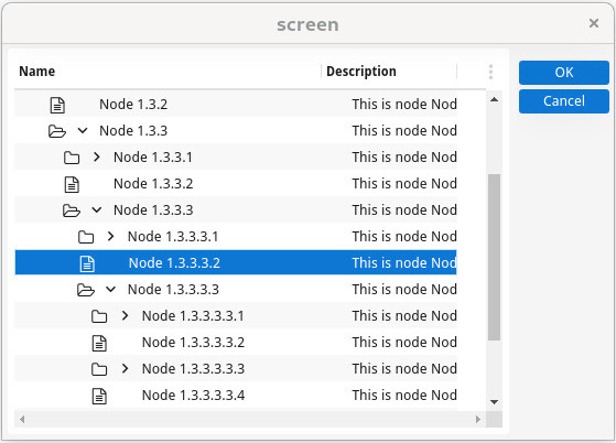 Screenshot of form with treeview using dynamic data