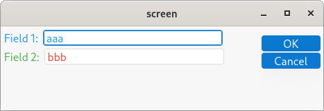 Simple form with labels and edit fields