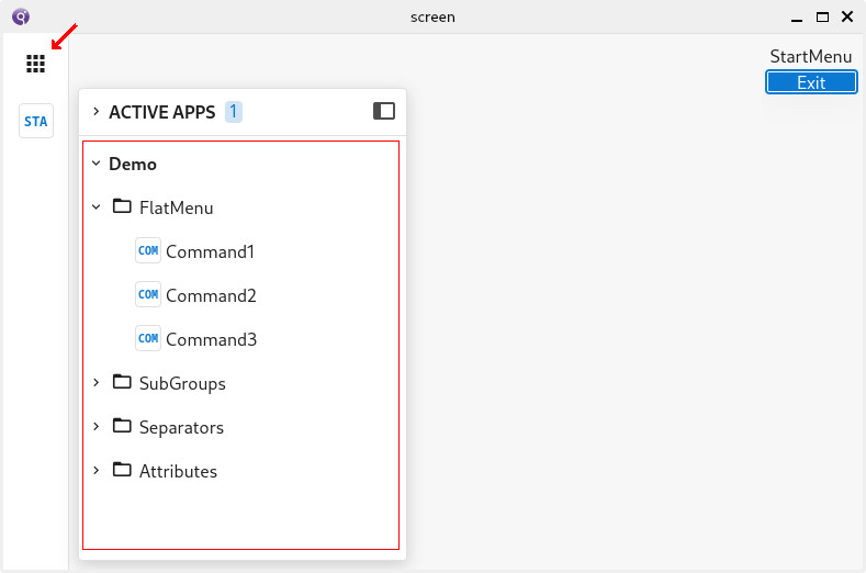 Form with startmenu screenshot