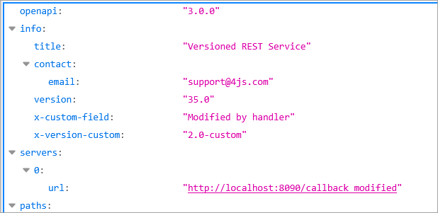 Image shows OpenAPI documentation with custom fields
