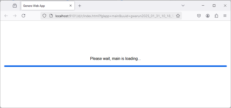 Screenshot of loading page when starting to debug a GWA application
