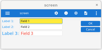 Screenshot of form displayed with styles applied. Field 2 is yellow. Label 3 and Field 3 have larger font. Field 3 has red text.