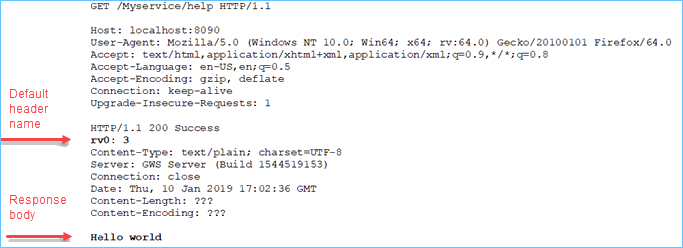 Sample output of the HTTP response