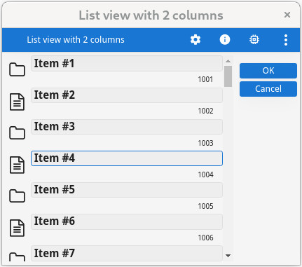 Screenshot of form with scrollgrid with listview layout