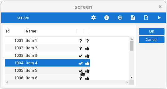 Table rendering with clickable image column.