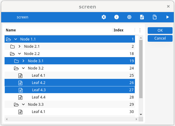 Screenshot of treeview using multi-row selection