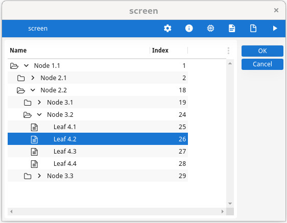 Screenshot of form with treeview using static data