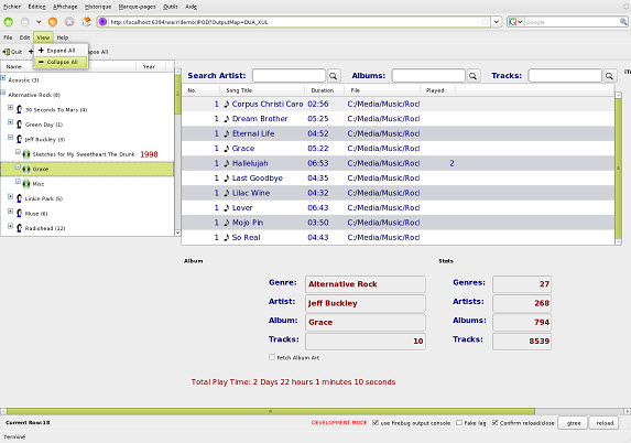 Screen shot of an application with a tree view, displayed using the XUL theme.