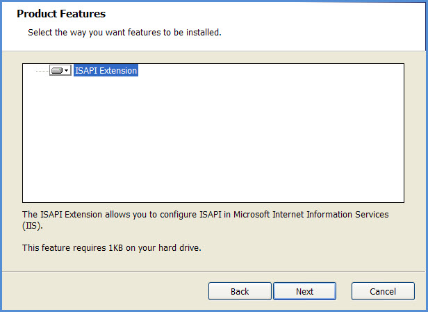 Microsoft ISAPI Extension installation screenshot