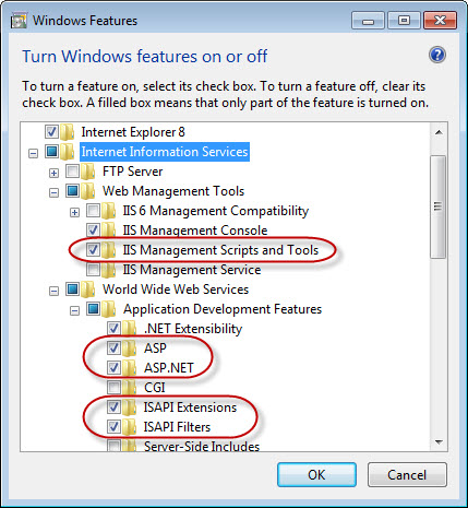 Windows features on/off screenshot