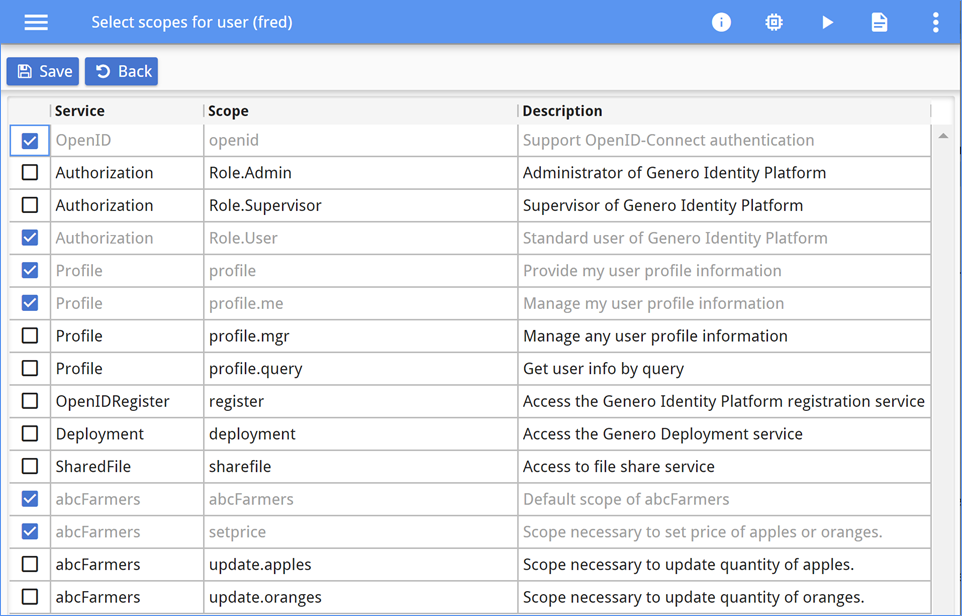 Screen shot of ConsoleApp, user group assignment page