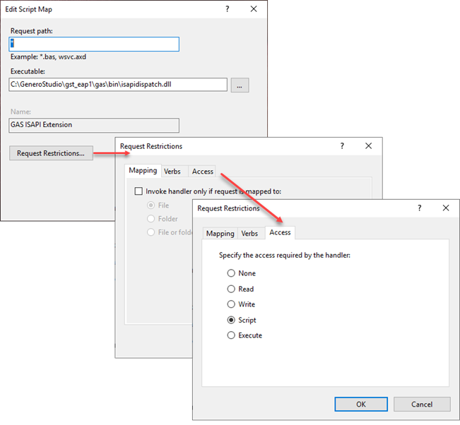 Internet Information Services (IIS) Manager binding application to GAS ISAPI Extension configuration