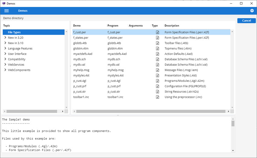 Genero BDL Demos application as delivered by the GDC for HTTPS.