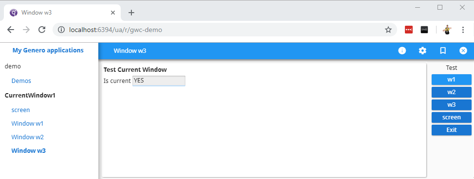 The CurrentWindow1 demo application